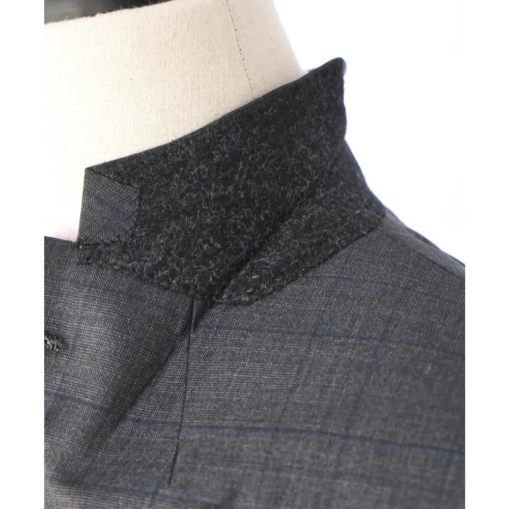 $1,695 LORO PIANA For HICKEY FREEMAN-Gray Plaid Wool Suit- 46R